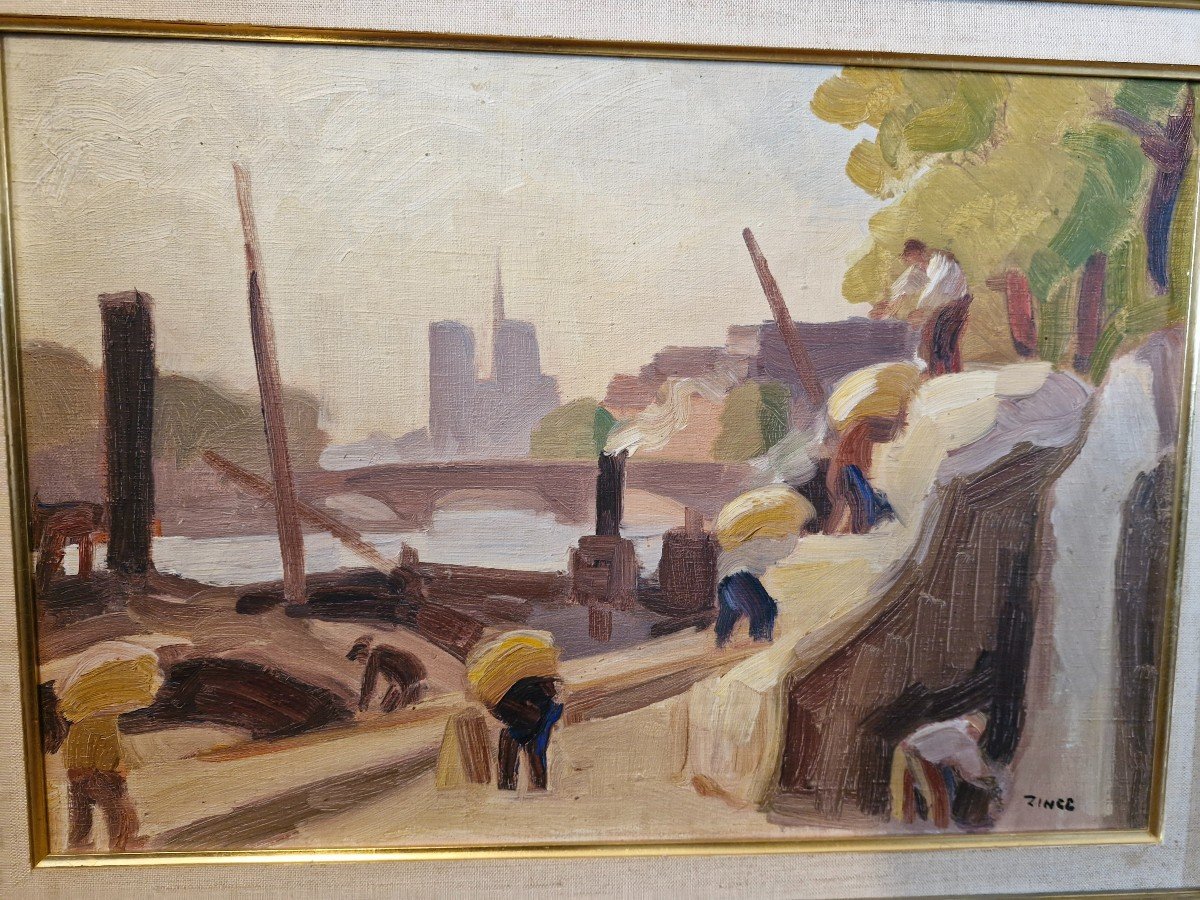 Jules Emiles Zingg, Huile Sur Toile Quai De Paris-photo-2