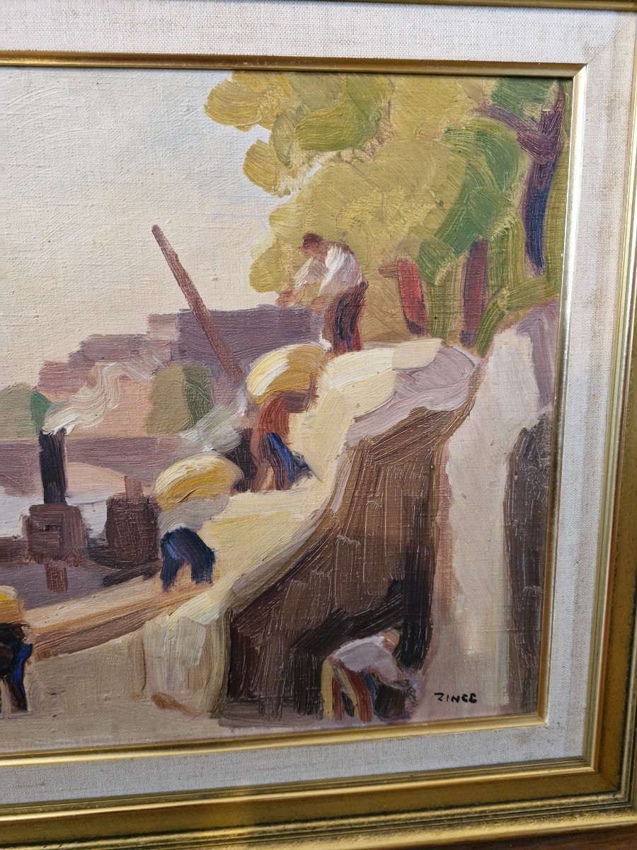 Jules Emiles Zingg, Huile Sur Toile Quai De Paris-photo-1