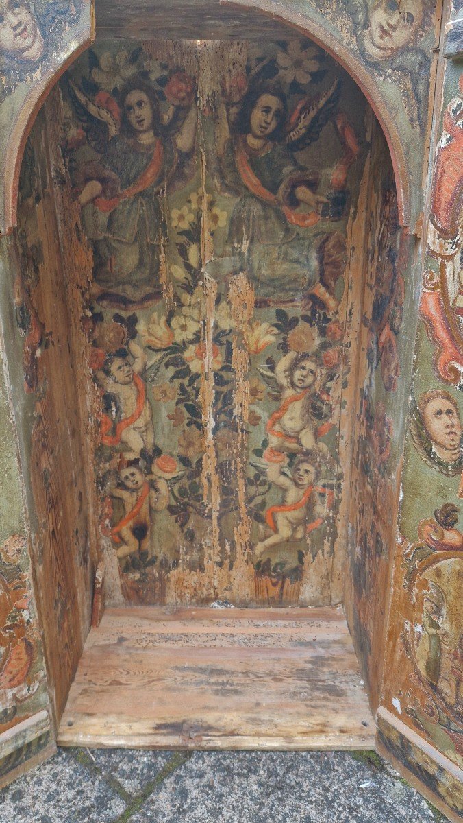 17th Century, Tabernacle Or Oratory In Painted Wood -photo-2