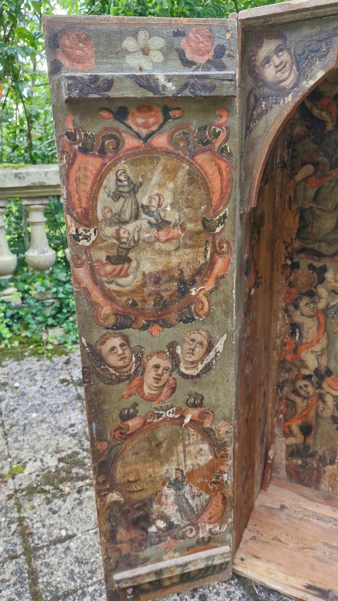 17th Century, Tabernacle Or Oratory In Painted Wood -photo-3