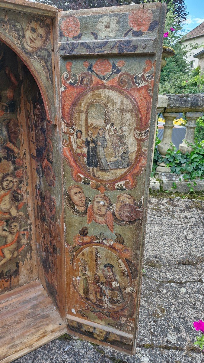 17th Century, Tabernacle Or Oratory In Painted Wood -photo-4