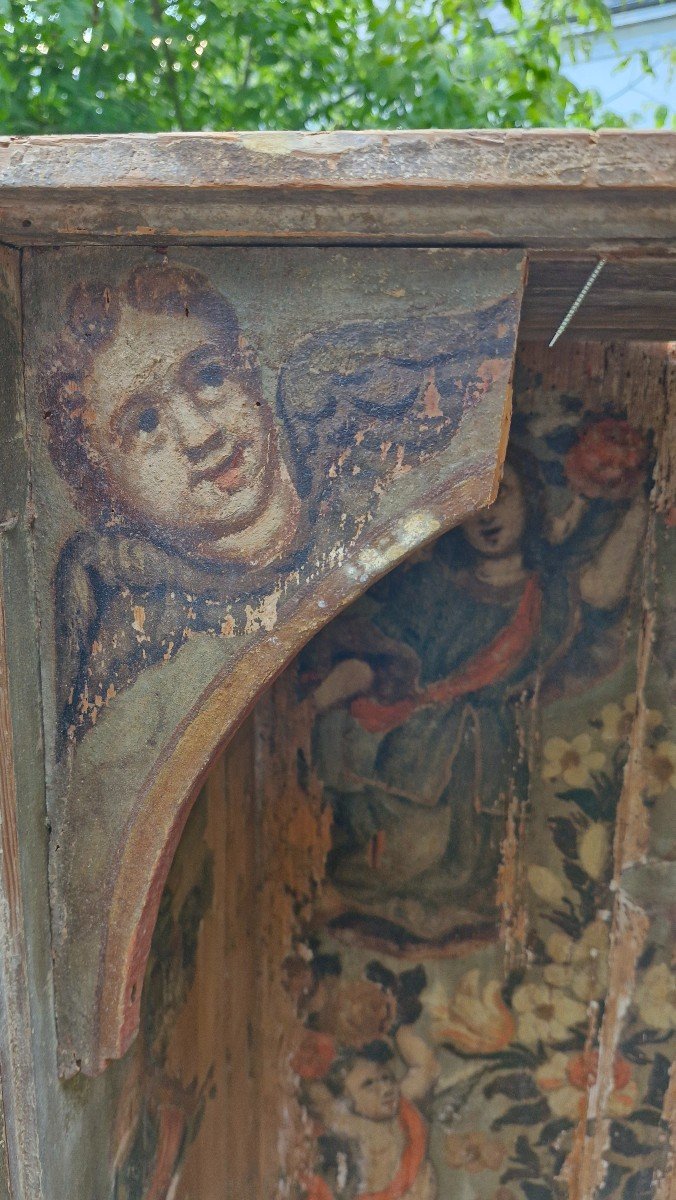 17th Century, Tabernacle Or Oratory In Painted Wood -photo-3