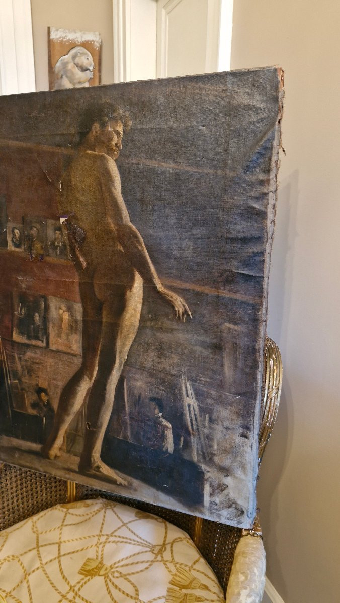 Late 19th Century, Studio Nude, Oil On Canvas -photo-4
