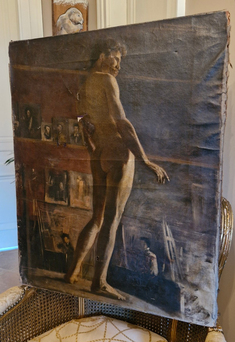Late 19th Century, Studio Nude, Oil On Canvas 