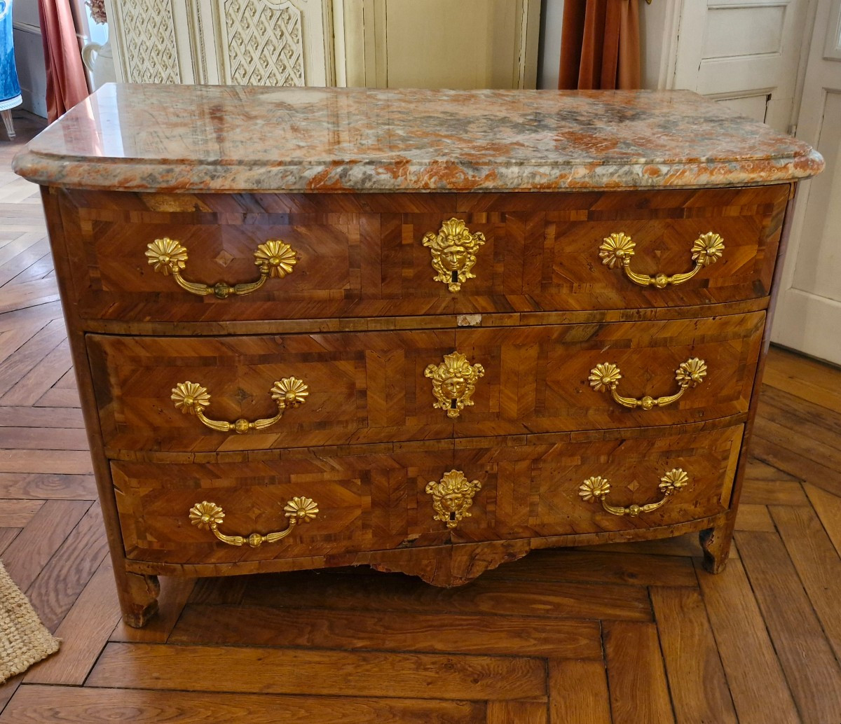Louis XIV Regency Period Marquetry Chest Of Drawers