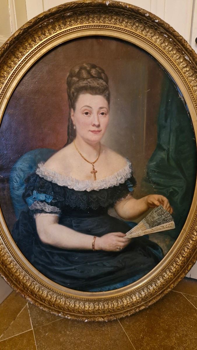 Huile Sur Toile Portrait De Femme-photo-2