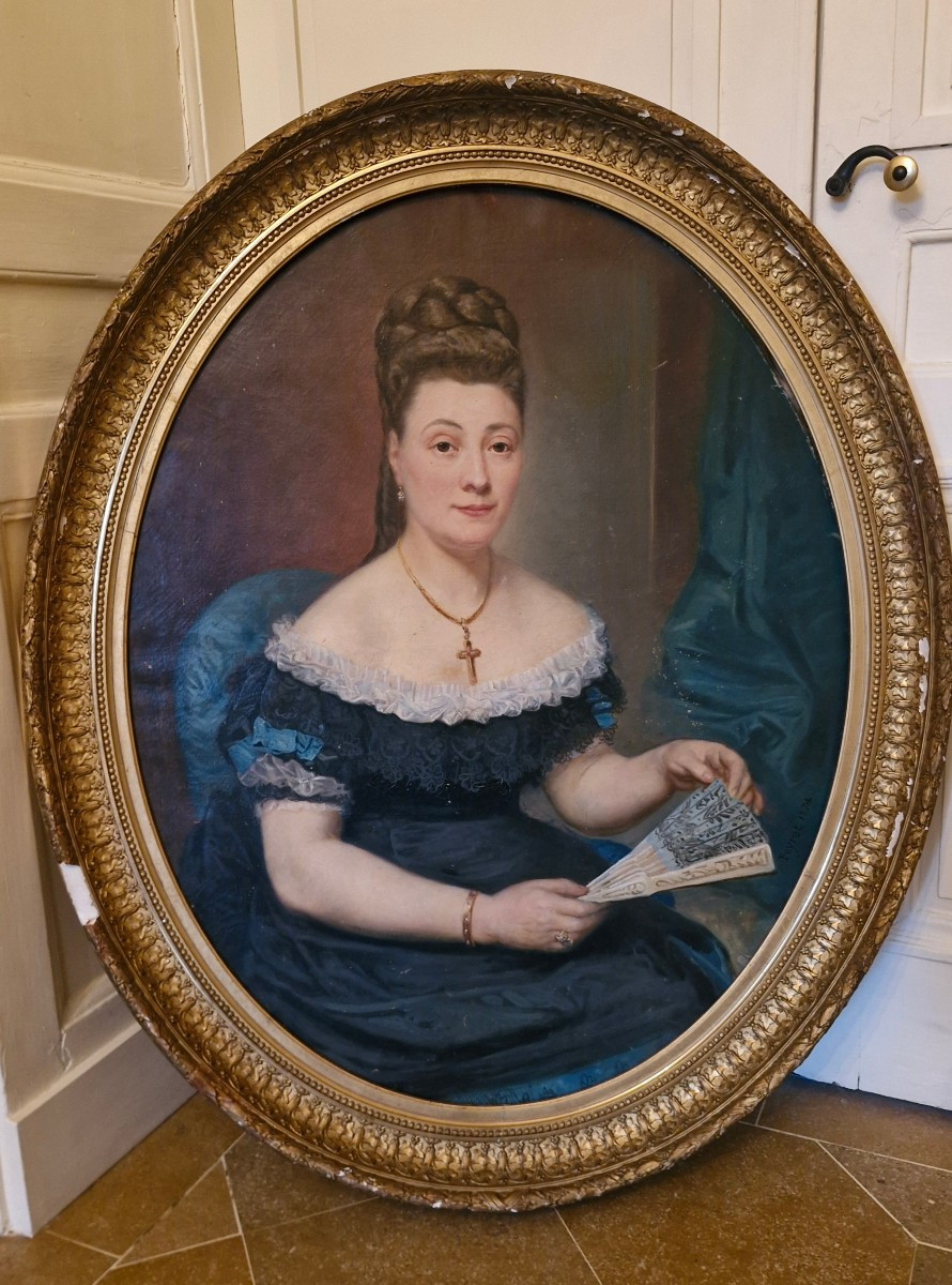 Huile Sur Toile Portrait De Femme