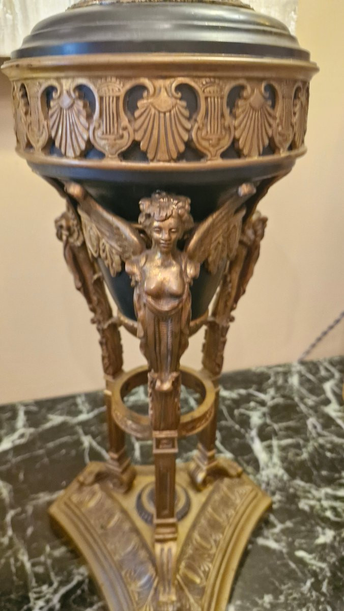 Empire Style Bronze Oil Lamp-photo-4
