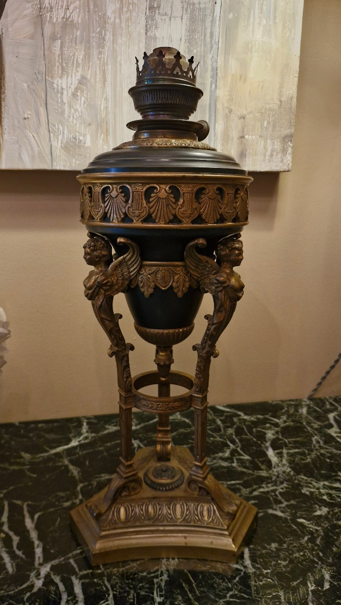Empire Style Bronze Oil Lamp