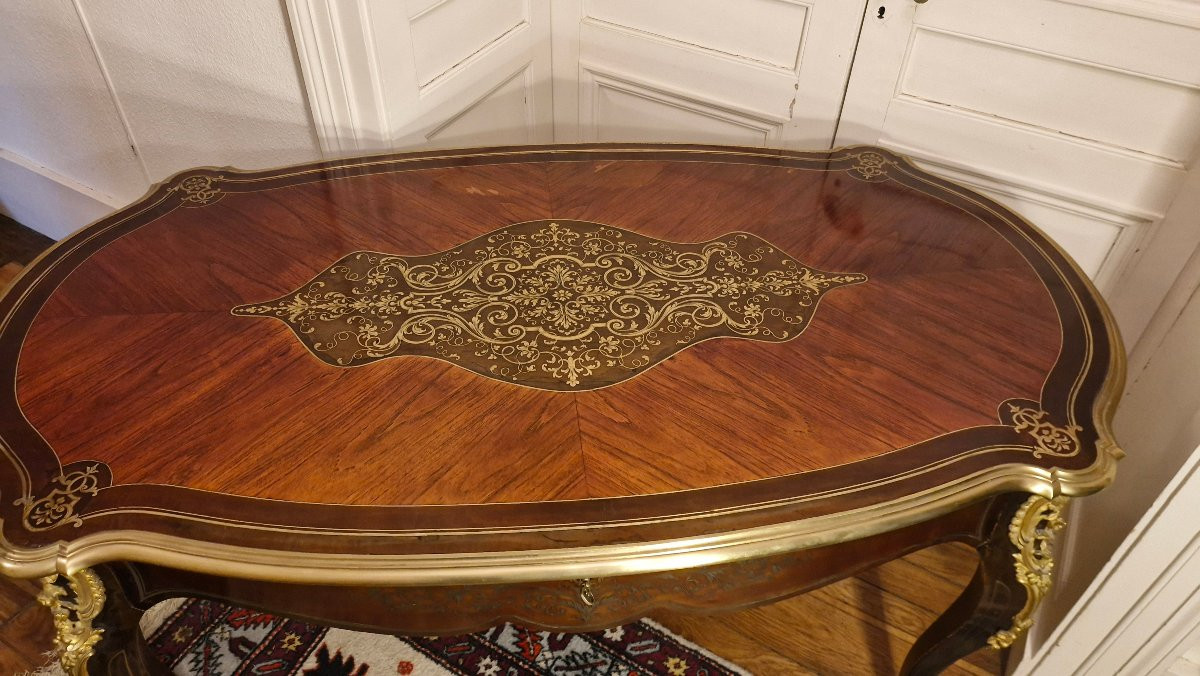 Napoleon III Marquetry Center Table-photo-3