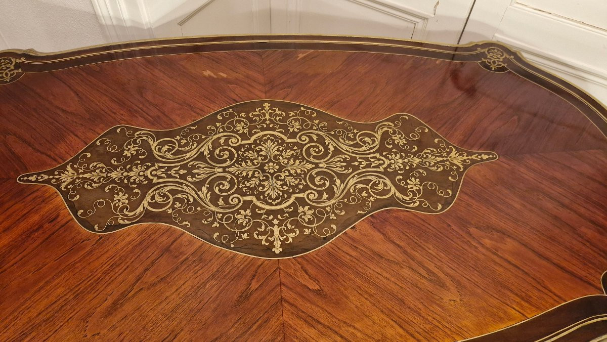Napoleon III Marquetry Center Table-photo-4