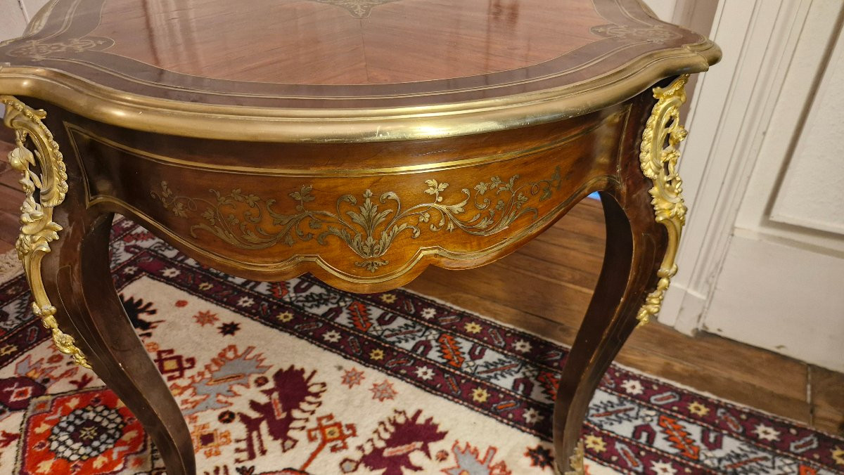 Napoleon III Marquetry Center Table-photo-5
