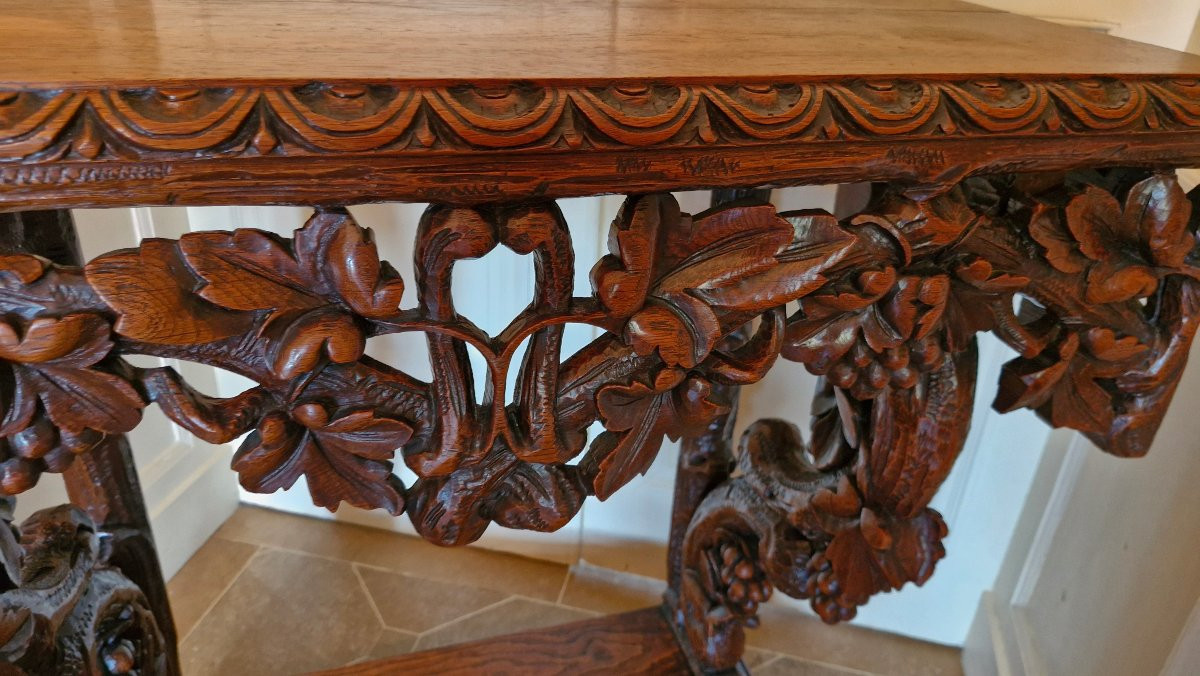 Console en chêne sculpté forêt noire-photo-2