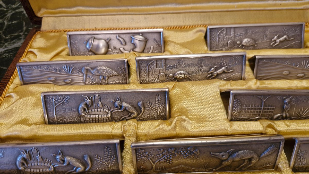 Porte couteaux en métal argenté fables de la fontaine -photo-4