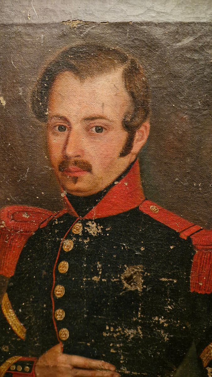 Portrait Of A Soldier, Oil On Canvas, 19th Century -photo-3
