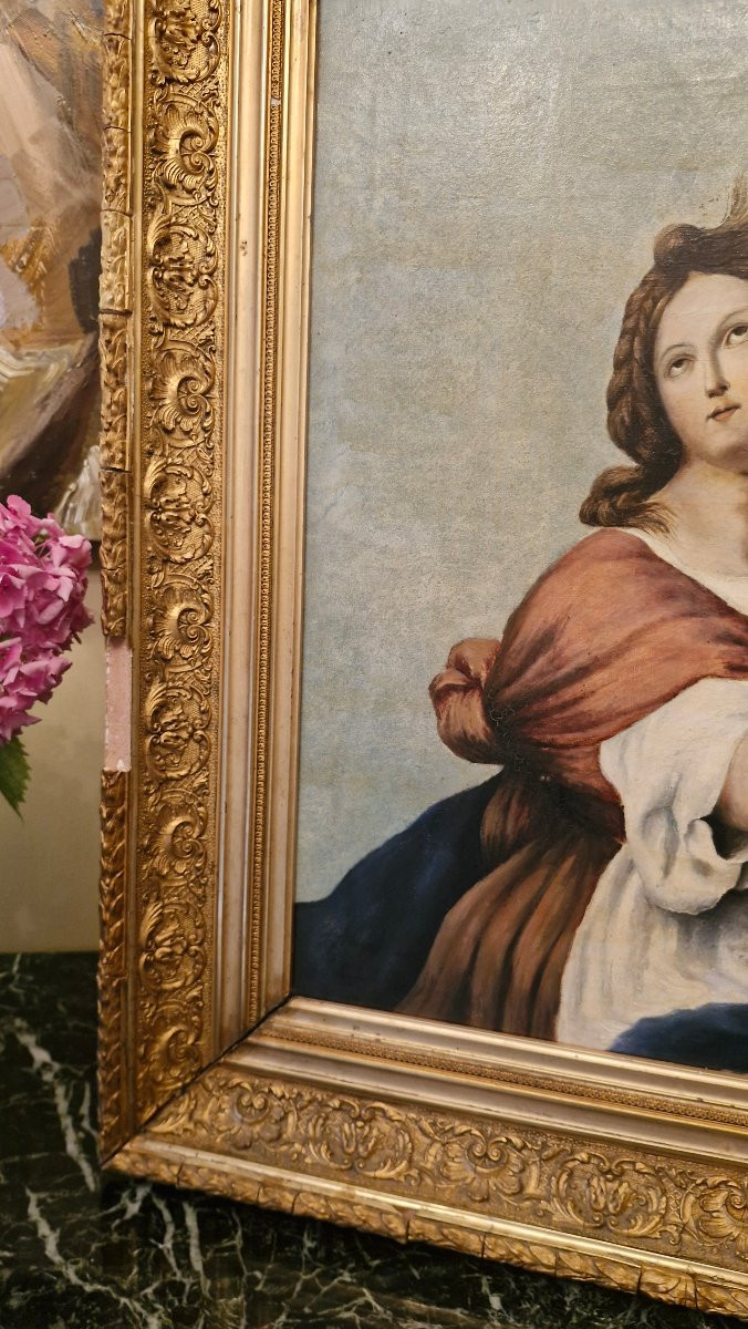 Huile sur toile femme à la lyre-photo-3