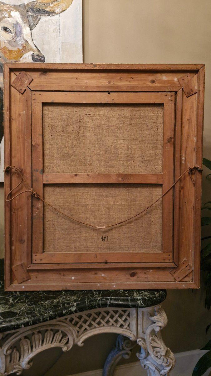 Huile sur toile femme à la lyre-photo-5