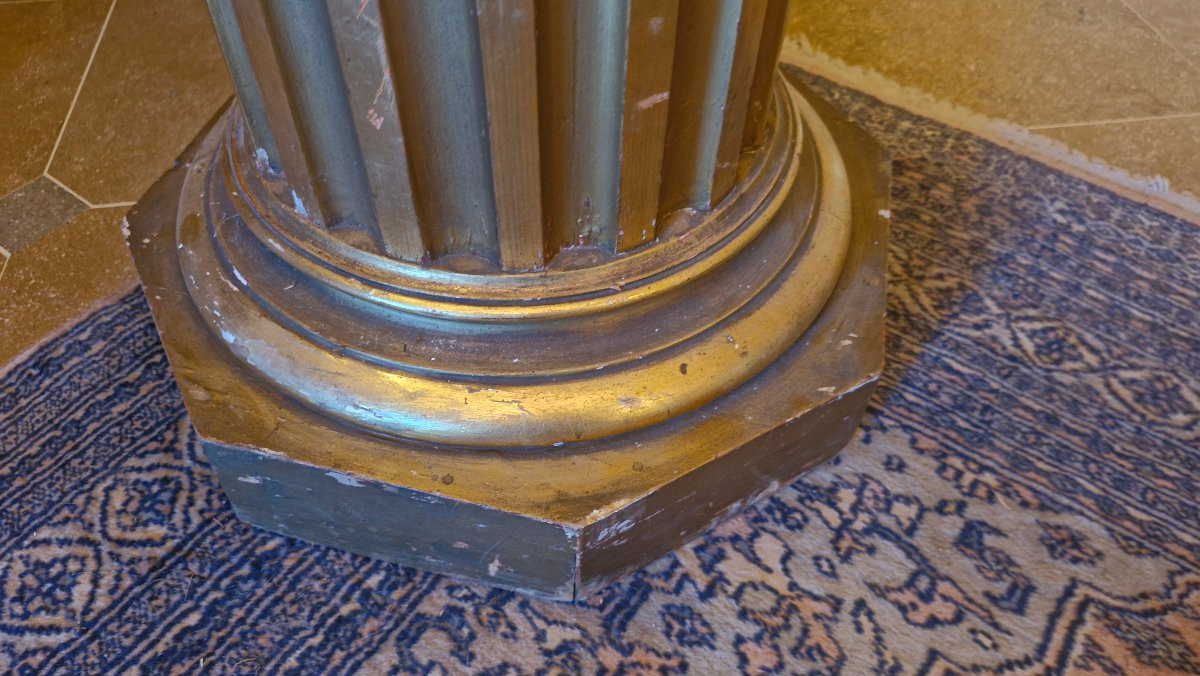 Napoleon III Louis XVI Style Gilded Wooden Column-photo-1