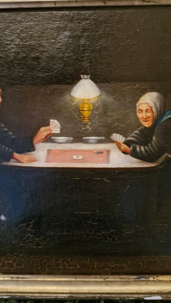 Huile sur toile joueurs de cartes-photo-3