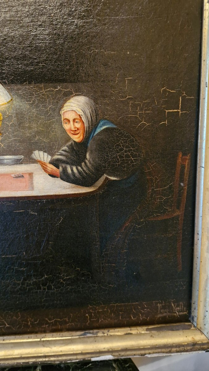 Huile sur toile joueurs de cartes-photo-4
