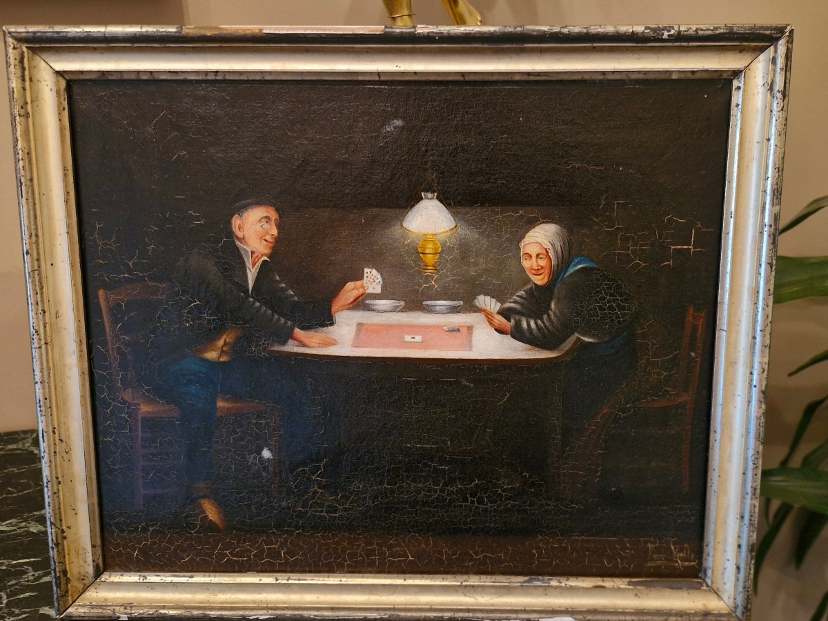 Huile sur toile joueurs de cartes