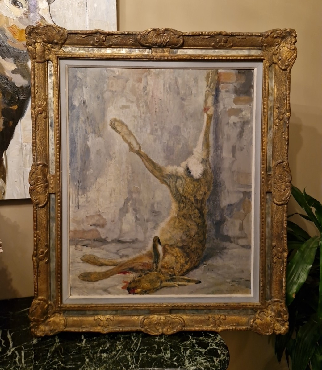 Edgard Maxence, nature morte encadrée chasse