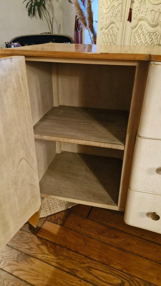 Enfilade années 40 en sycomore et parchemin-photo-7