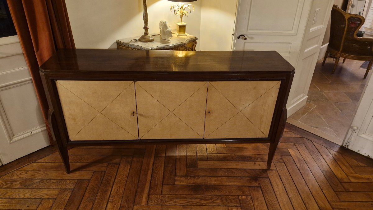 Enfilade en palissandre et parchemin années 40-photo-2