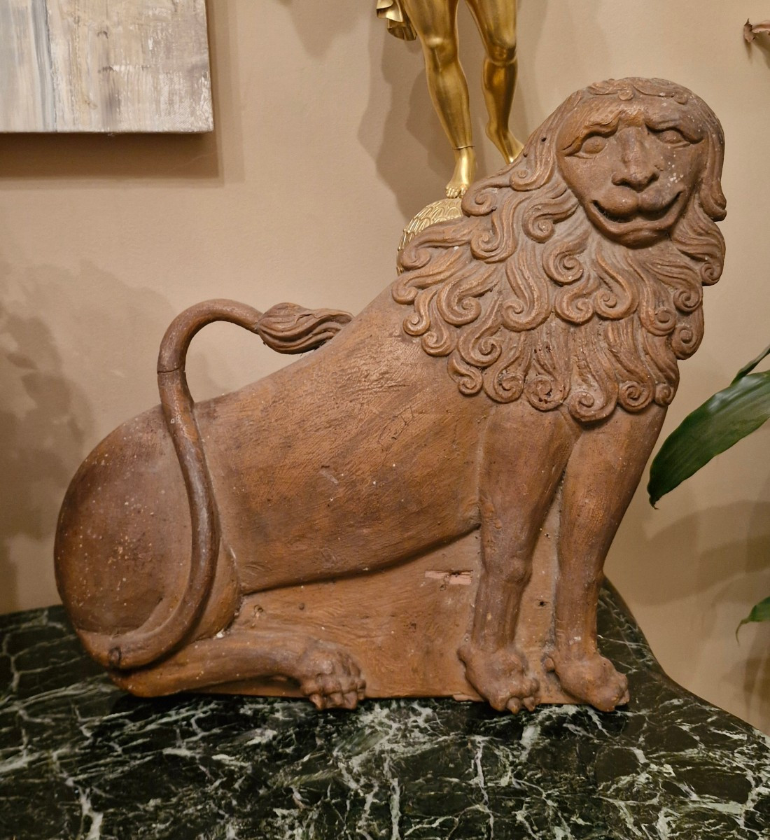 Carved Wooden Lion, 18th Century Woodwork Element 