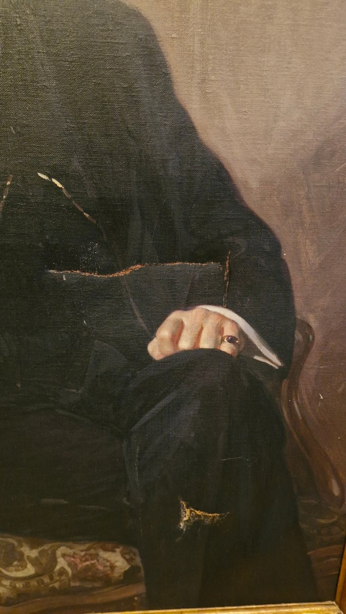 Portrait d'homme huile sur toile signée-photo-4