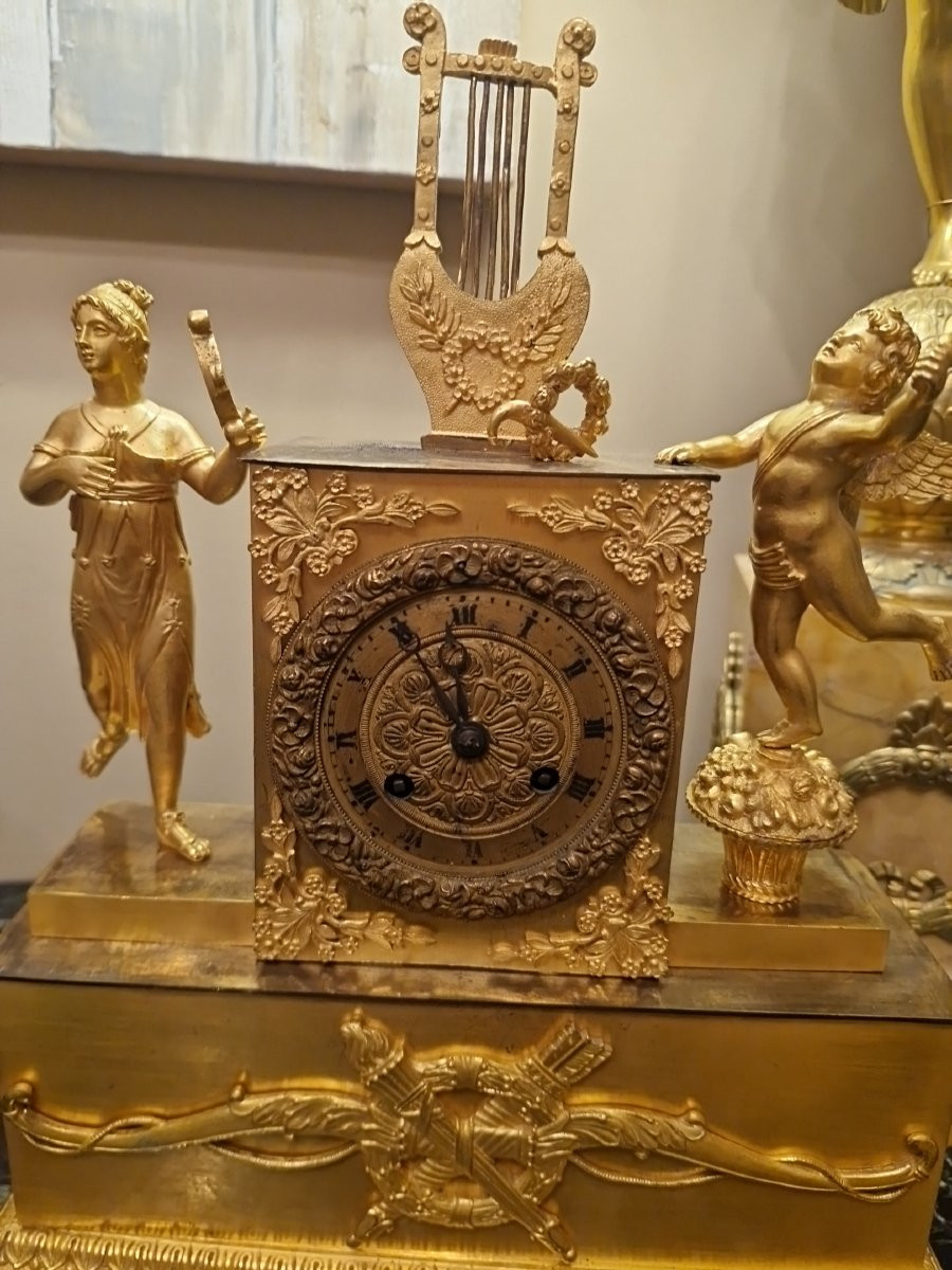 Gilt Bronze Clock, Empire Period-photo-2