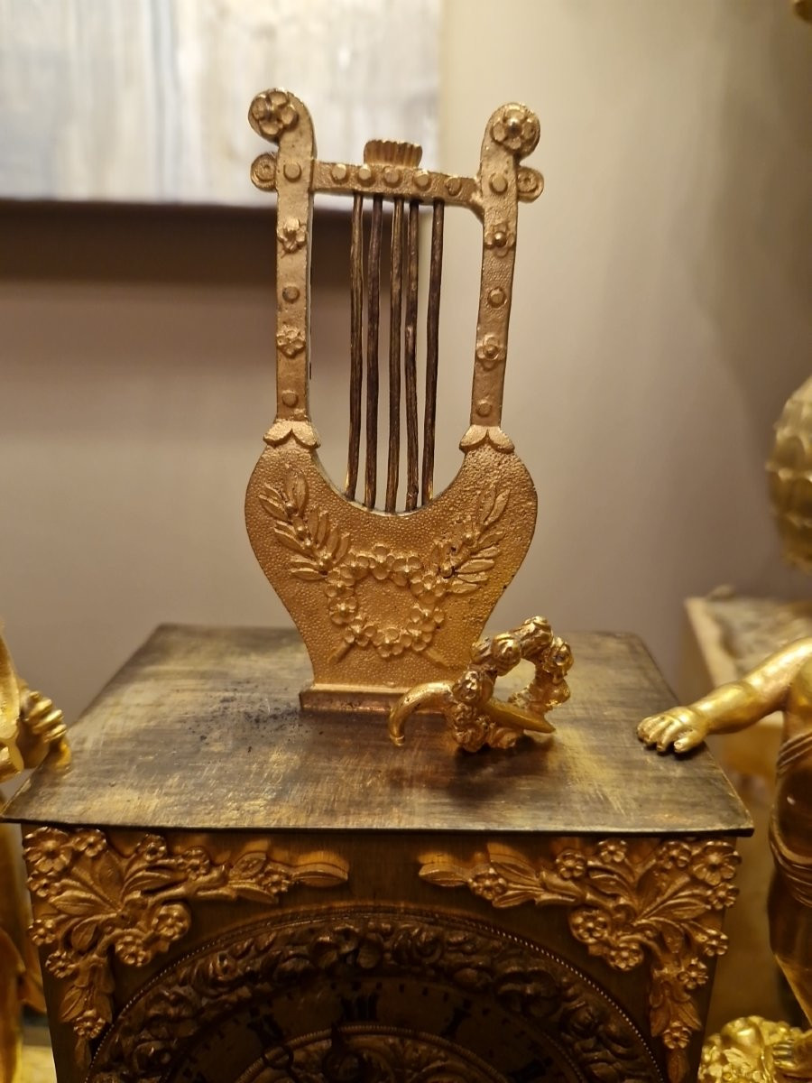 Gilt Bronze Clock, Empire Period-photo-3