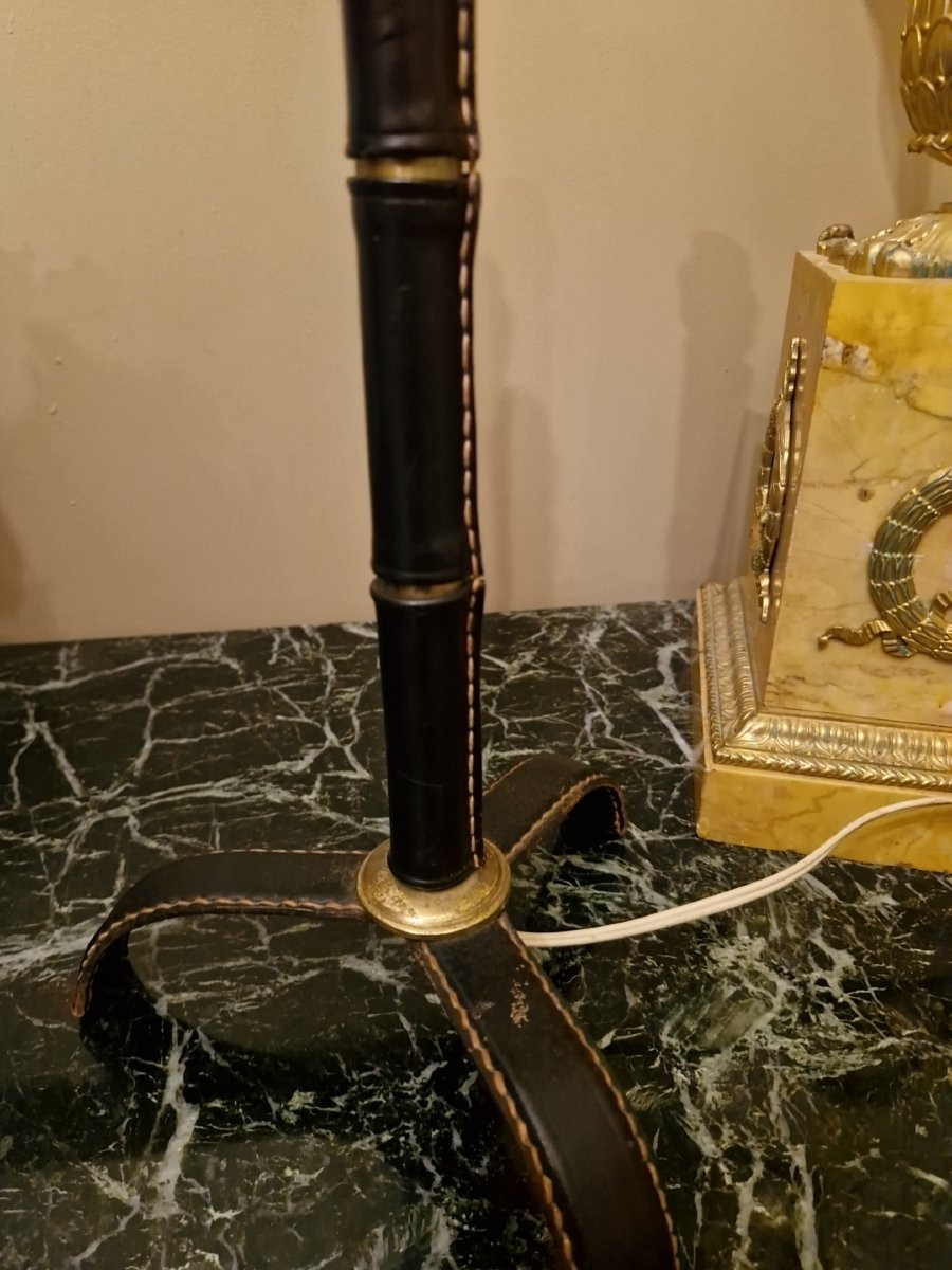 Lampe de salon en cuir de Jacques Adnet-photo-3