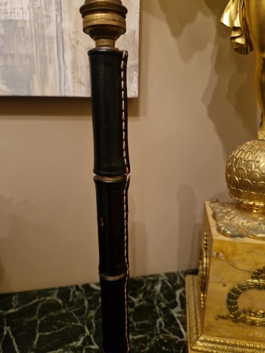 Lampe de salon en cuir de Jacques Adnet-photo-4