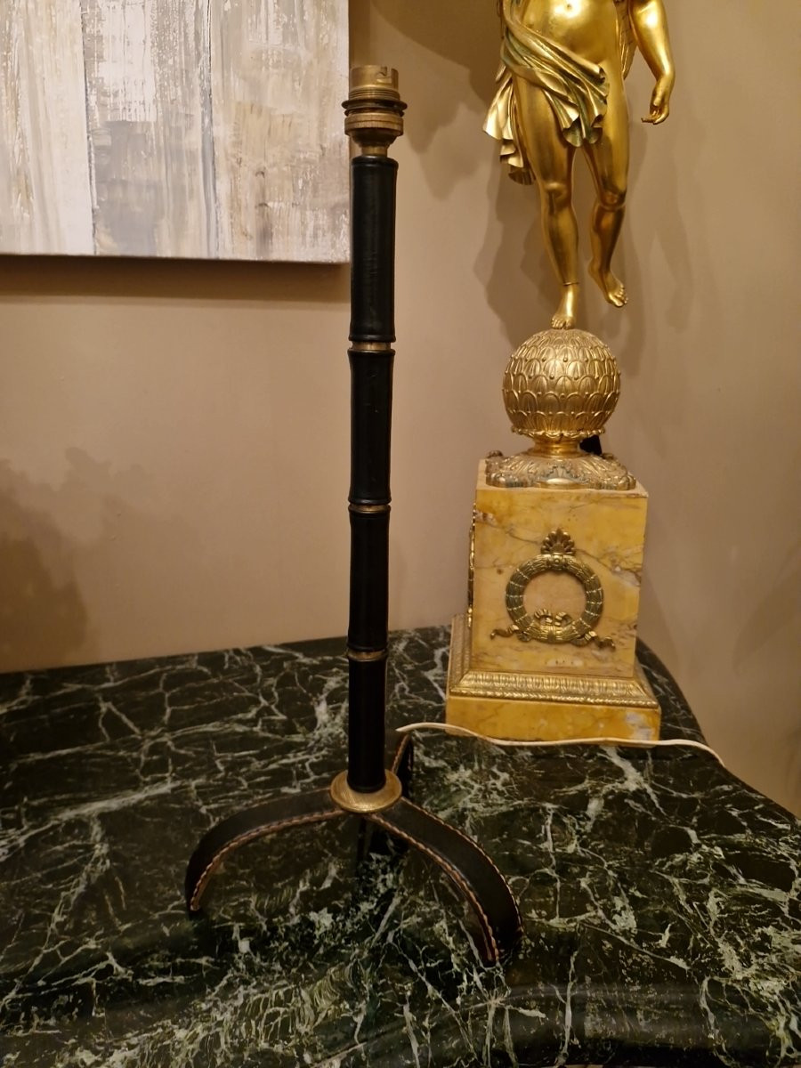 Lampe de salon en cuir de Jacques Adnet-photo-1