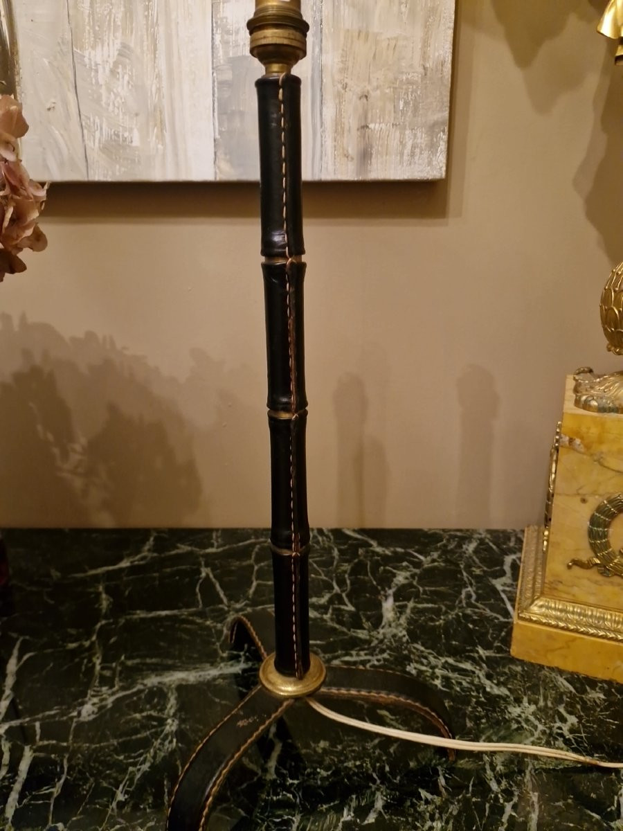 Lampe de salon en cuir de Jacques Adnet-photo-2