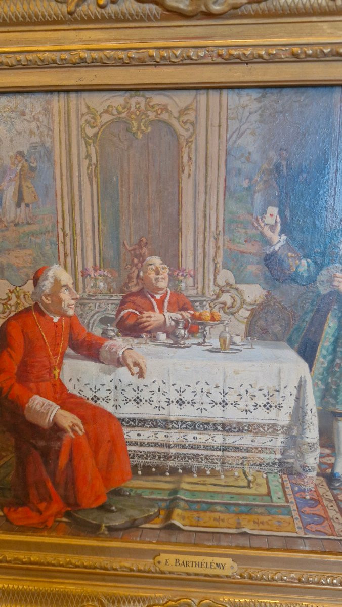 E. Barthelemy, Oil Painting Depicting A Card Trick-photo-4