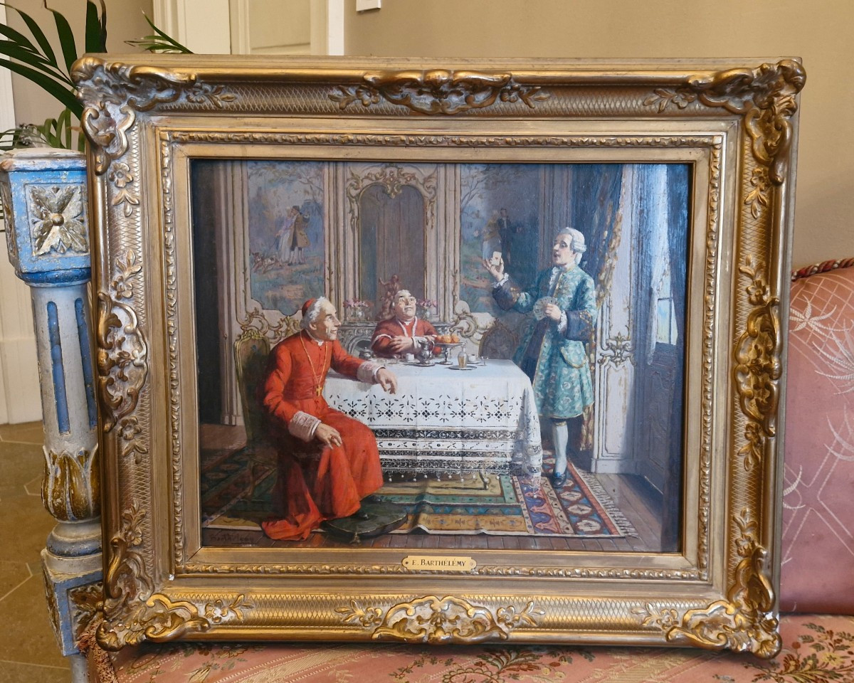 E. Barthelemy, Oil Painting Depicting A Card Trick