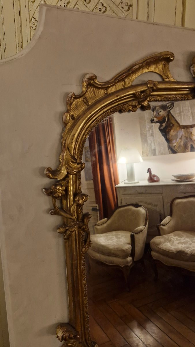 Miroir de boiserie en bois Doré d'époque Louis XV -photo-3