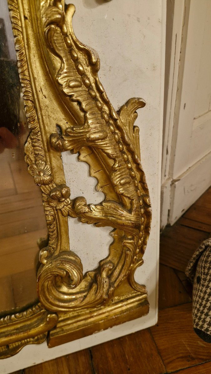 Miroir de boiserie en bois Doré d'époque Louis XV -photo-3