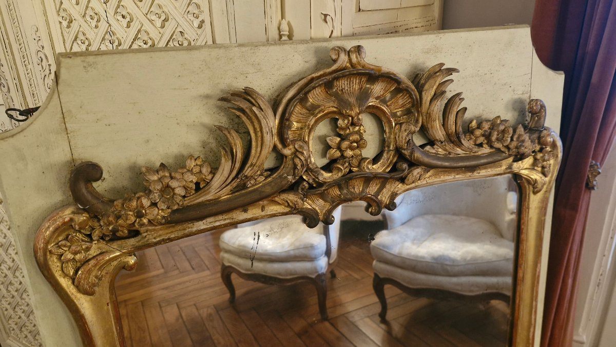Wood-framed Mirror, 18th Century, Louis XV Period-photo-2
