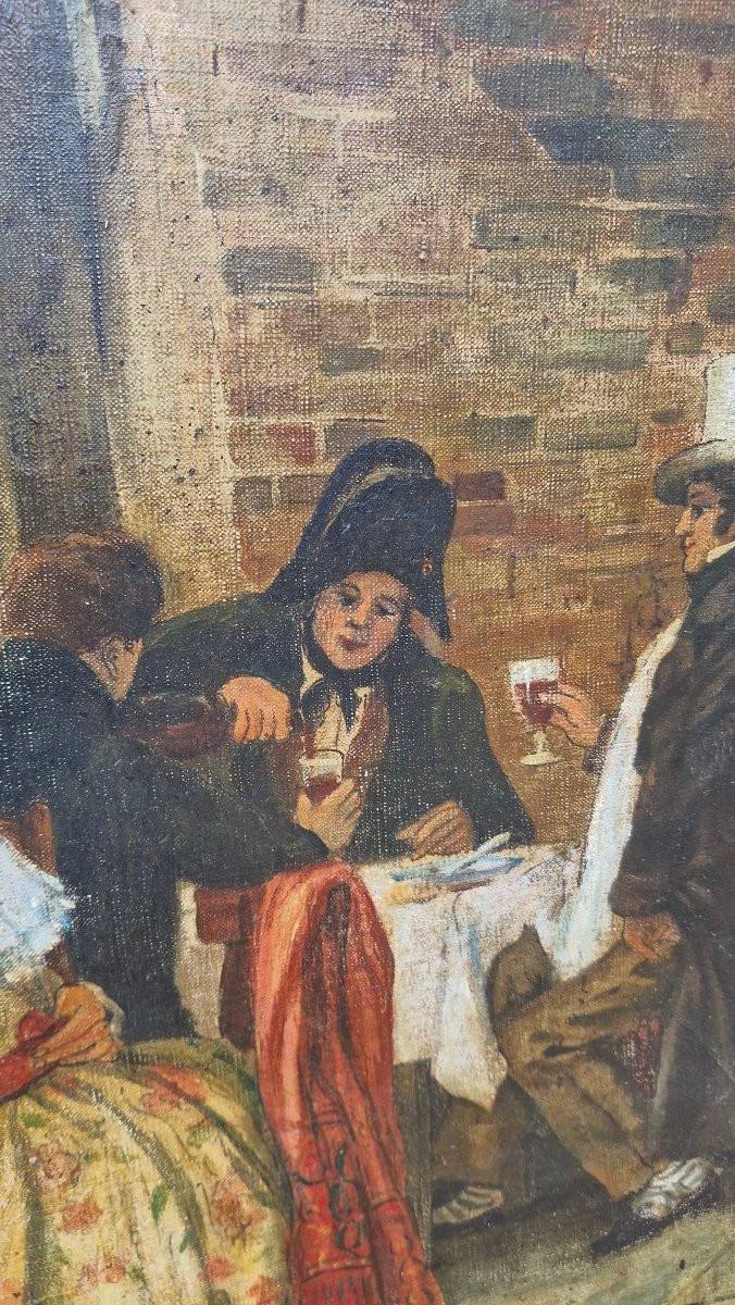 Oil On Canvas Depicting A Scene Of Daily Life, 19th Century -photo-7