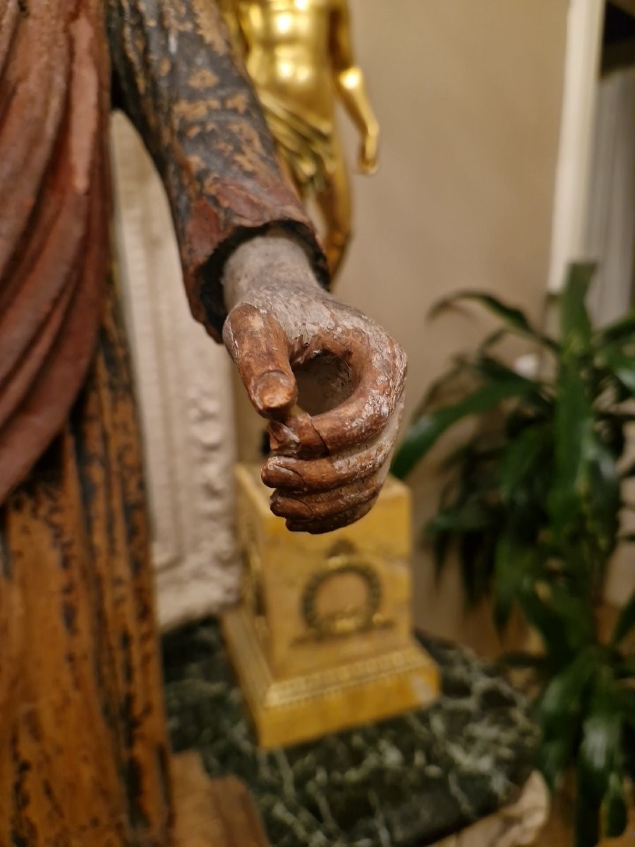 Religious Statue, Christ In Polychrome Carved Wood, 18th Century-photo-2