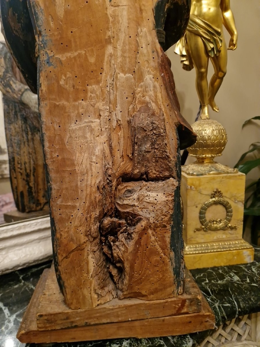 Religious Statue, Christ In Polychrome Carved Wood, 18th Century-photo-5