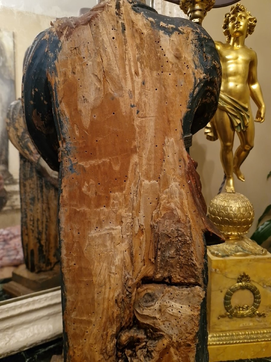 Religious Statue, Christ In Polychrome Carved Wood, 18th Century-photo-6