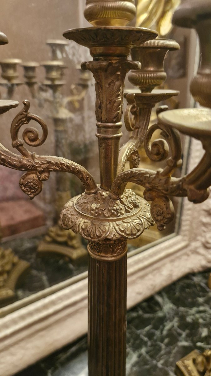 Paire de bougeoirs en bronze Époque XIX Ème S -photo-1