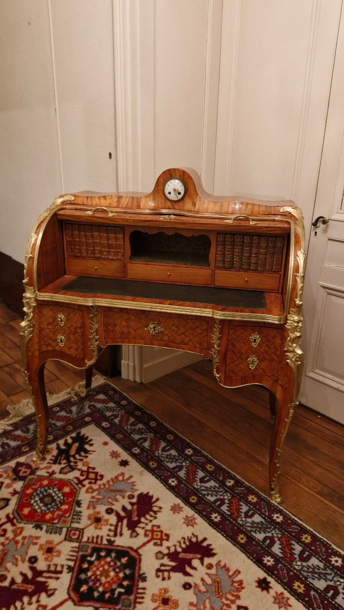 Cylinder Desk Clock, Napoleon III Era -photo-2
