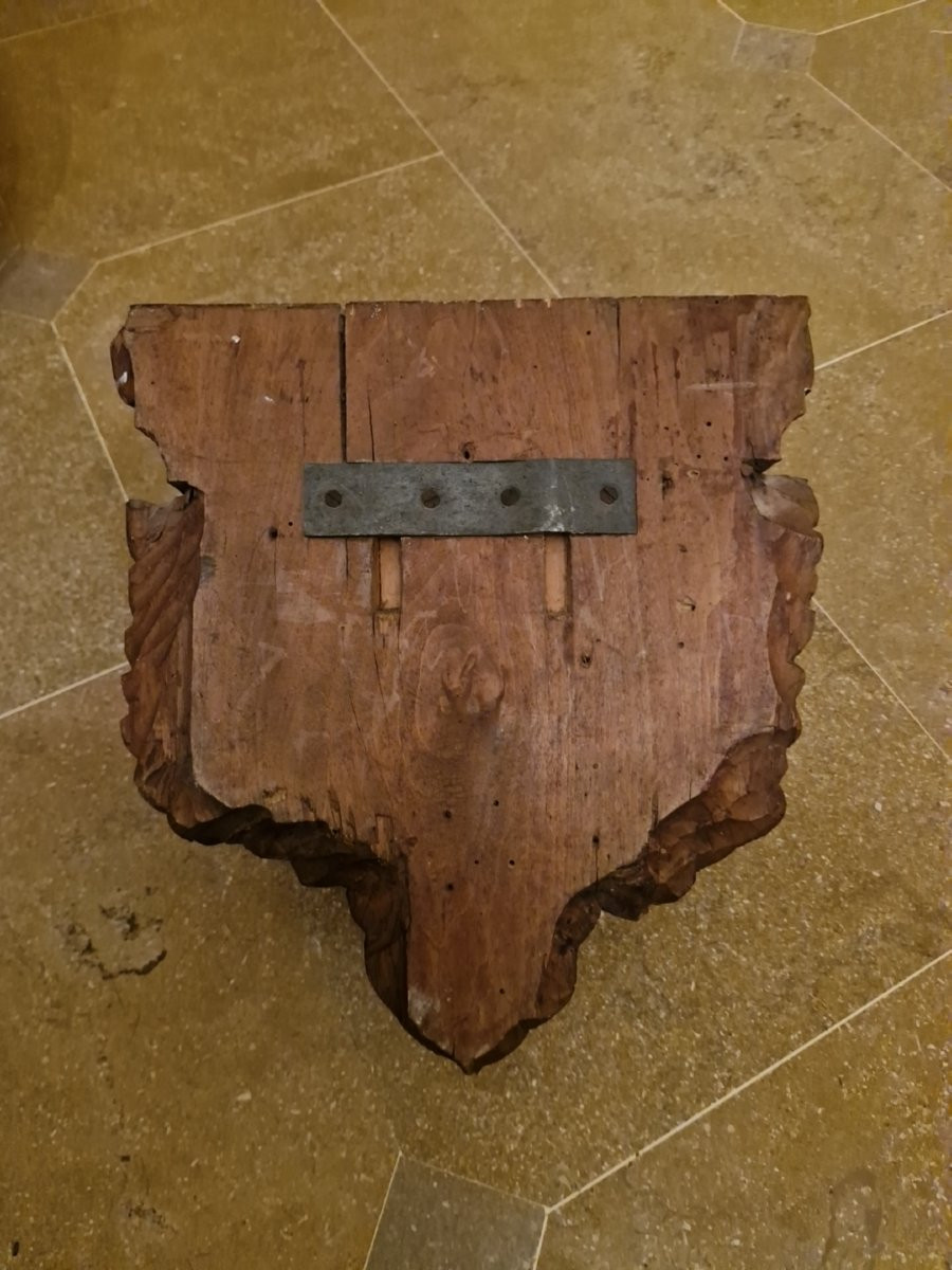 Console d'applique en bois sculpté tête d'angelot -photo-2