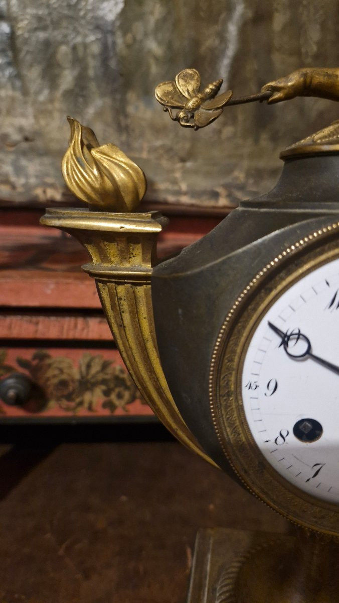 Horloge amour et papillon en bronze époque Empire-photo-4