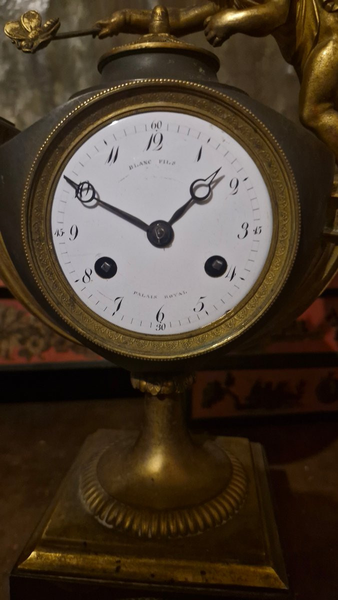 Horloge amour et papillon en bronze époque Empire-photo-3